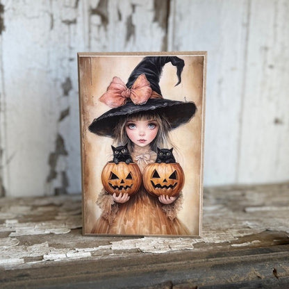 6x4 TWO KITTEN PUMPKINS BLOCK