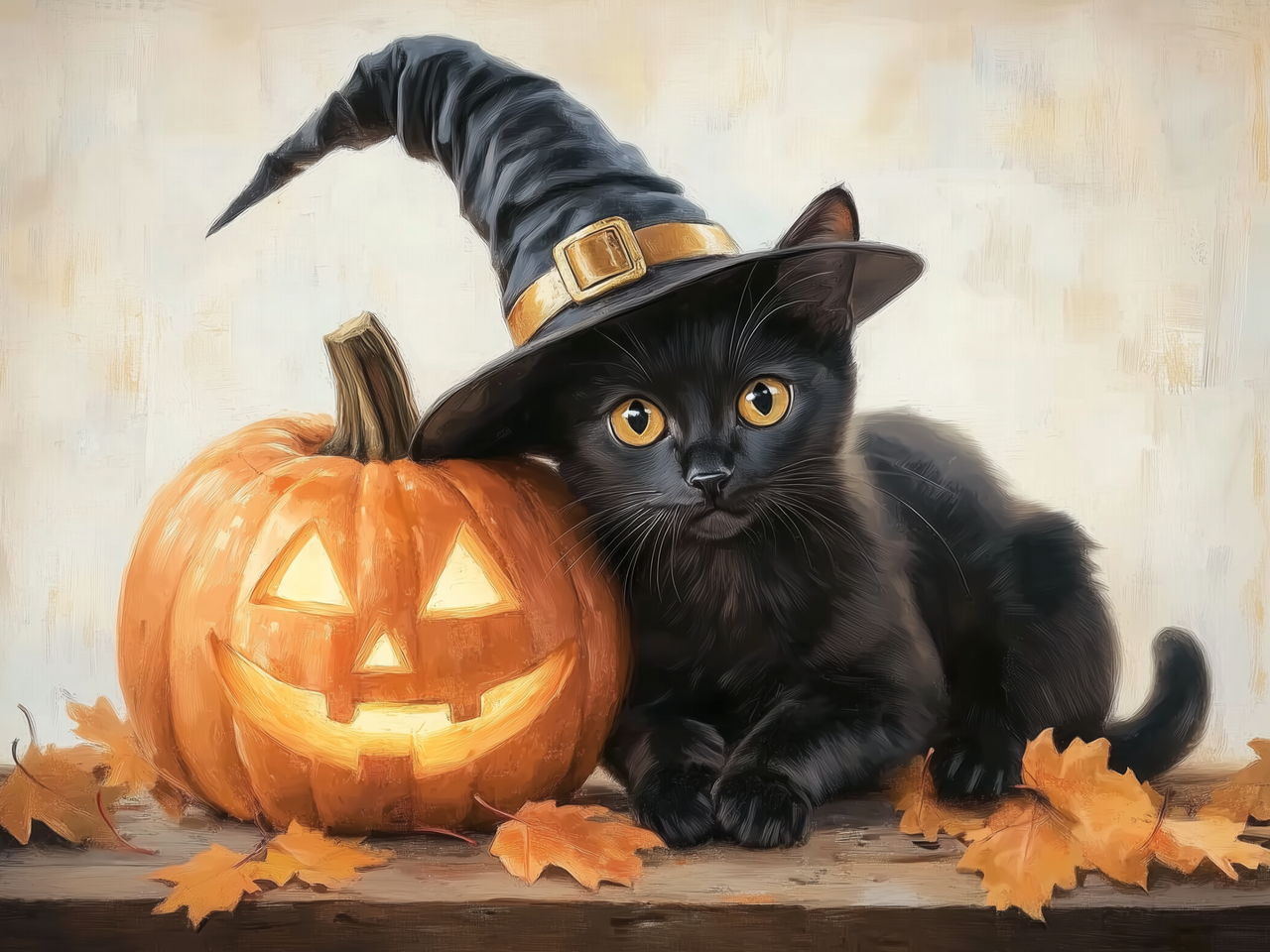 18x24 HALLOWEEN BLACK CAT - BOXWOOD FRAME