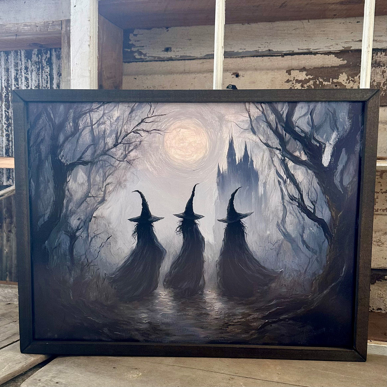 18x24 WITCHES HEADING HOME - BOXWOOD FRAME