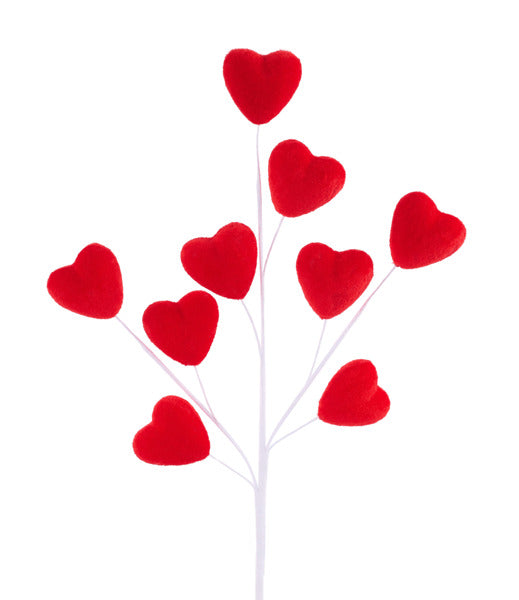 20.5"L VELVET HEART SPRAY RED