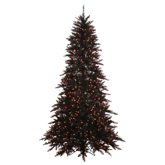 Vickerman 3' Black Fir Artificial Christmas Tree, Orange Dura-Lit Led Lights