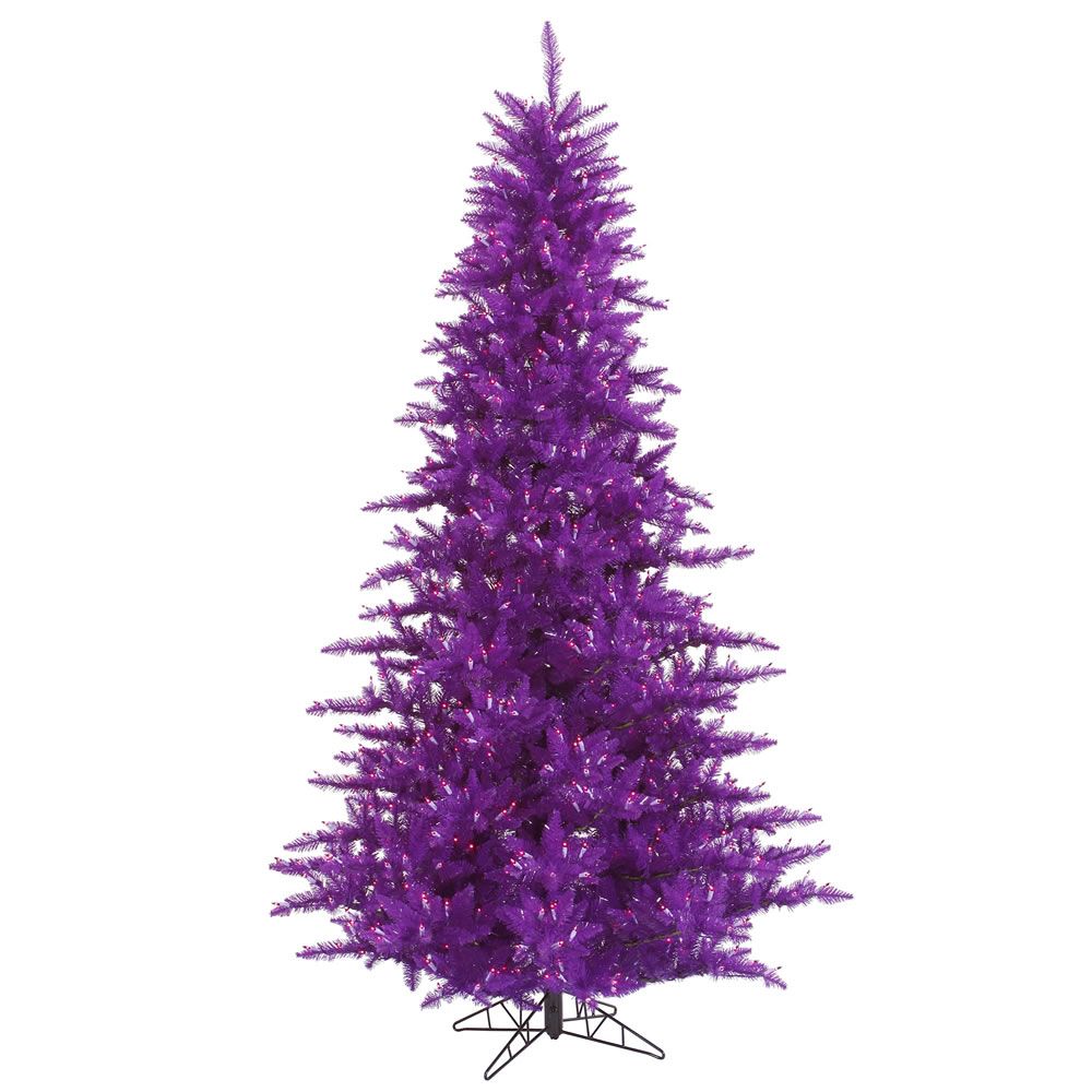 Vickerman 3' Fir Artificial Christmas Tree, Purple Dura-Lit Led Lights