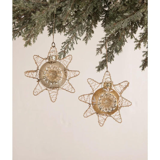 Bethany Lowe Peaceful Star Glass Ornament, Set Of 2, Assortment