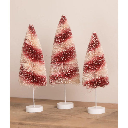 Bethany Lowe Candy Cane Bottle Brush Trees, Set Of 3