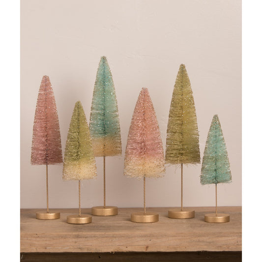 Bethany Lowe Pastel Forest Bottle Brush Trees Set Of 6