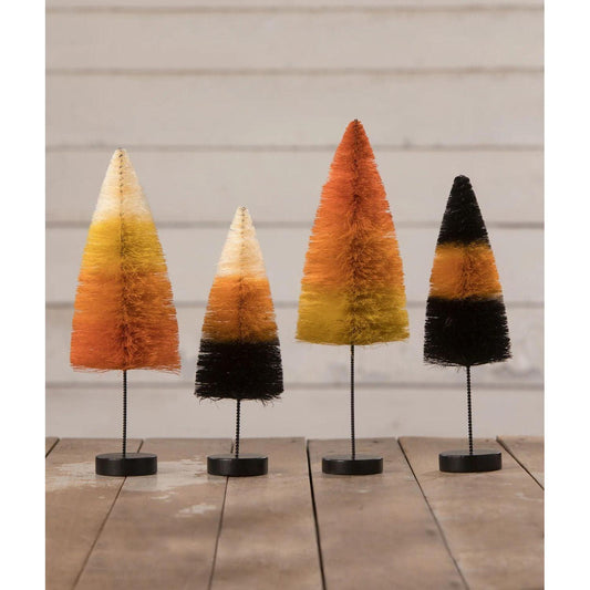 Bethany Lowe Halloween Bottle Brush Tree Forest, Set Of 4