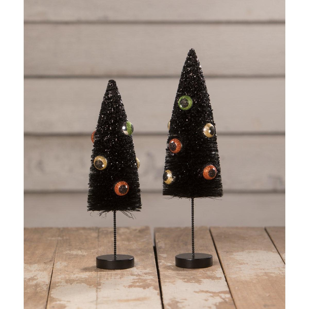 Bethany Lowe Eerie Eyeball Bottle Brush Trees Set Of 2