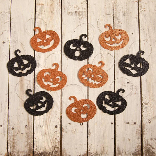 Bethany Lowe Jack-O-Lantern Glitter Ornaments Set Of 10