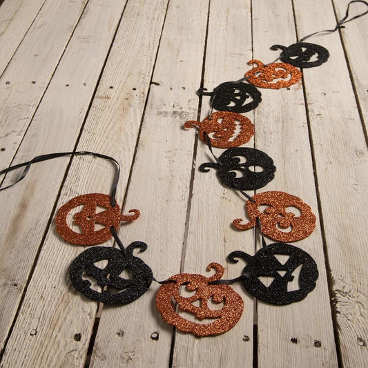 Bethany Lowe Jack-O-Lantern Glitter Garland