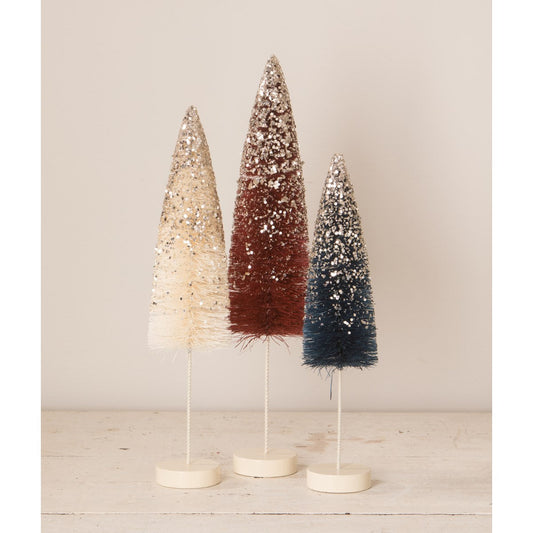 Bethany Lowe 2022 Firework Bottle Brush Trees Set Of 3