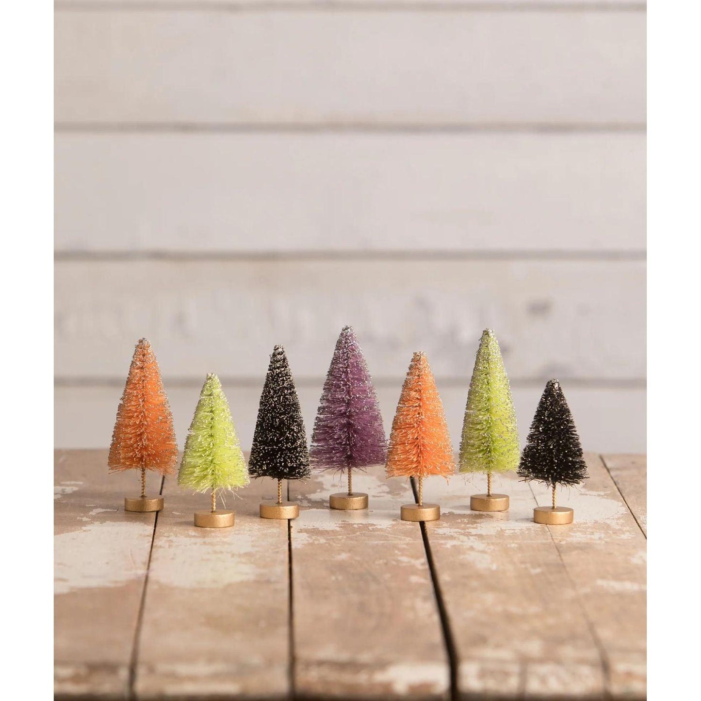 Bethany Lowe Neon Halloween Mini Trees In Box, Set Of 7