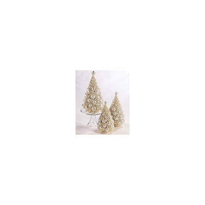 Bethany Lowe Ivory Platinum Bottle Brush Trees Set Of 3.