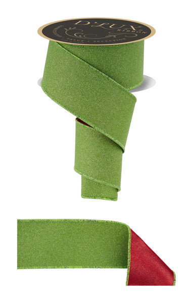 2.5"X10YD FINE GLITTER/FUSED FRESH GREEN/RED