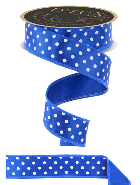 1.5"X10YD SMALL POLKA DOT/FUSED ROYAL BLUE/WHITE