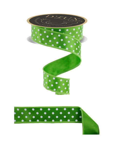 1.5"X10YD SMALL POLKA DOT/FUSED FRESH GREEN/WHITE