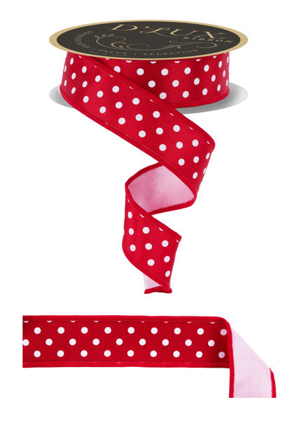 1.5"X10YD SMALL POLKA DOT/FUSED RED/WHITE/PINK