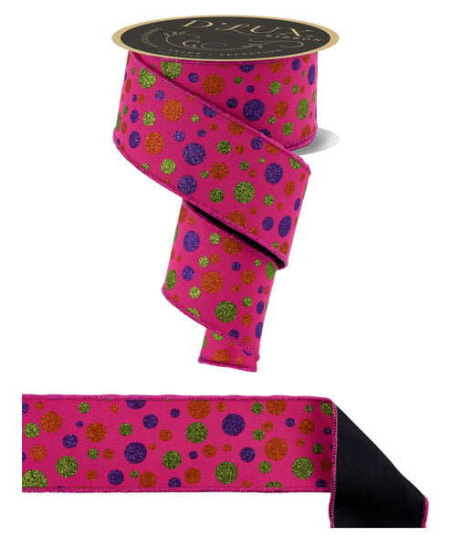 2.5"X10YD MULTI POLKA DOT/FUSED HOT PINK/PRPL/ORANGE/LIME