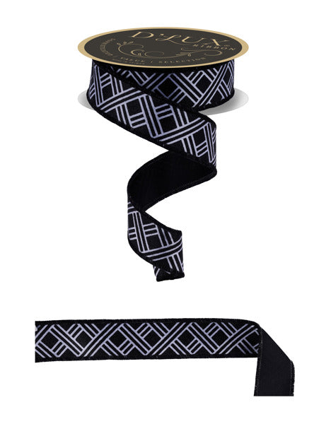 1.5"X10YD WOVEN STRIPES/FUSED WHITE/BLACK