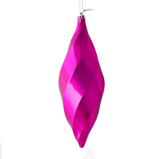 8" Hot Pink Shiny Swirl Finial Ornament