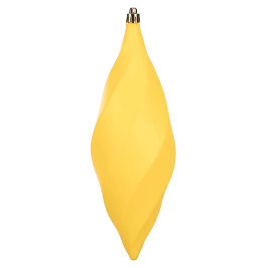 8" Yellow Matte Swirl Finial Ornament