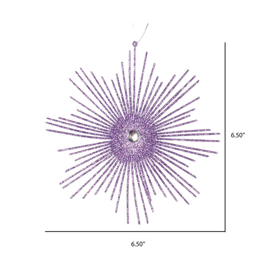 6.5" Lavender Snowflake Burst Glitter Christmas Ornament