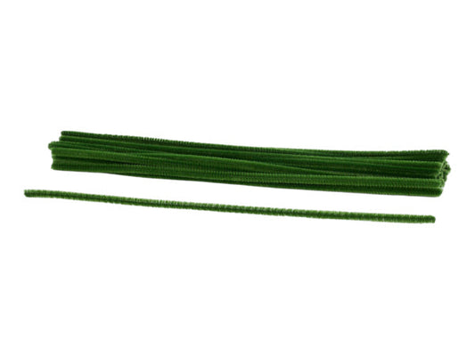 12"L X 6MM CHENILLE STEMS 25EA/BG, MOSS GREEN