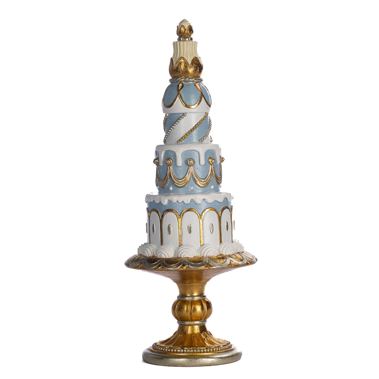 14" RESIN CAKE TREE ON STAND BLUE / WHITE