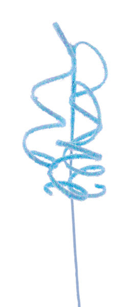 20"L IRID CURLY RIBBON HANGING SPRAY SOFT BLUE
