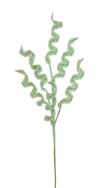 30"L V-CUT FOIL CURLY RIBBON SPRAY IRIDESCENT MINT GREEN