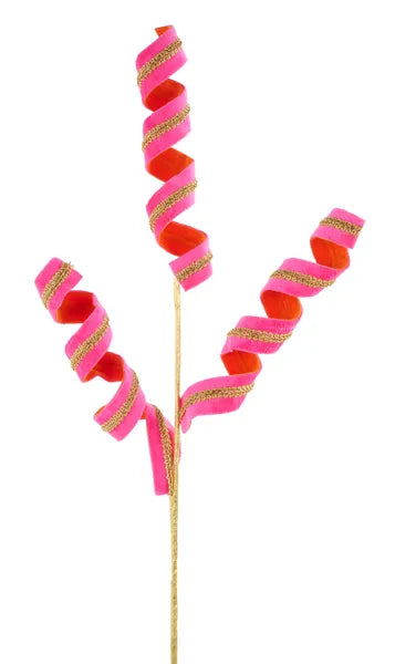 26" VELVET/LACE CURL SPRAY HOT PINK/ORANGE/GOLD