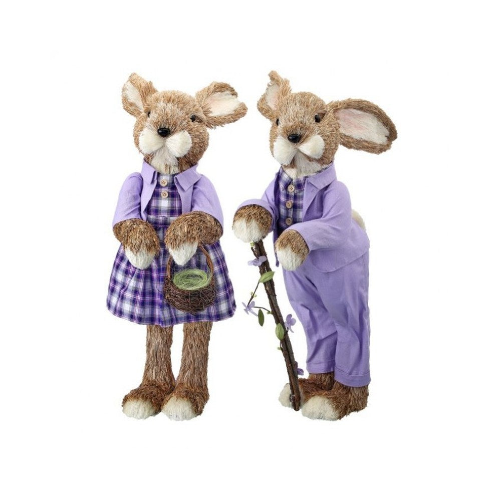 Regency International Dressed Bunny Figurine, Assortment of 2, 22 inches, Resin