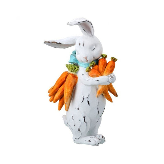 Regency International Bunny Hugging Carrots Figurine, 9.5 inches, Multi-Color