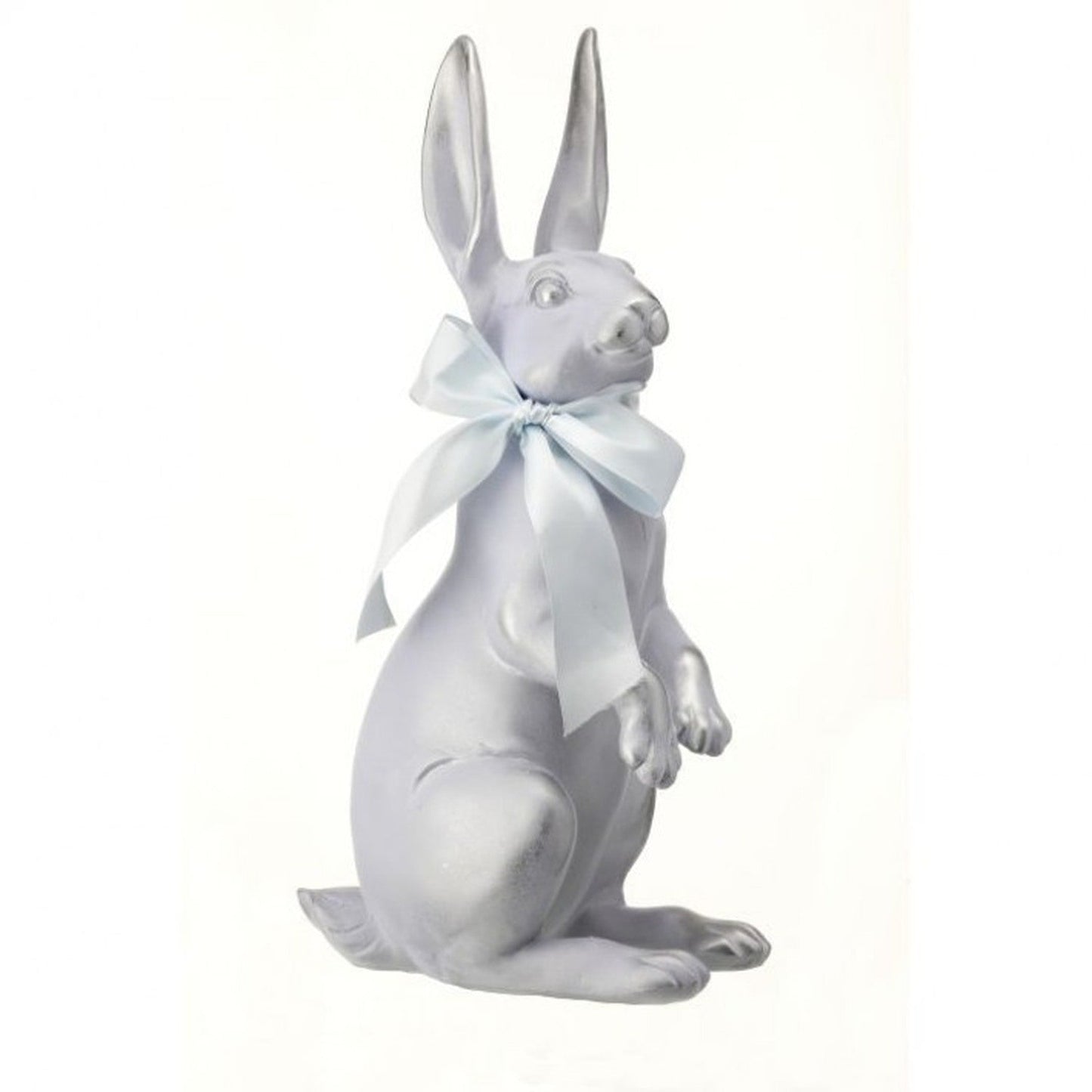 Regency International Resin Flock Stand Bunny With Bow 17.25"