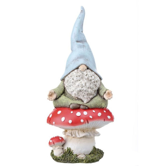 Regency International Resin Gnome Sitting On Mushroom 11.5"