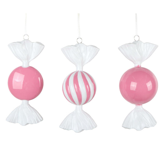 Santa's Sweet Shoppe Collection - 7" Luxe Swirl Enamel Candy Ornament - SET OF 3