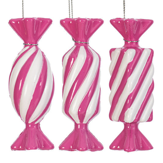 Santa's Sweet Shoppe Collection - 4" Luxe Swirl Enamel Candy Ornaments - SET OF 3