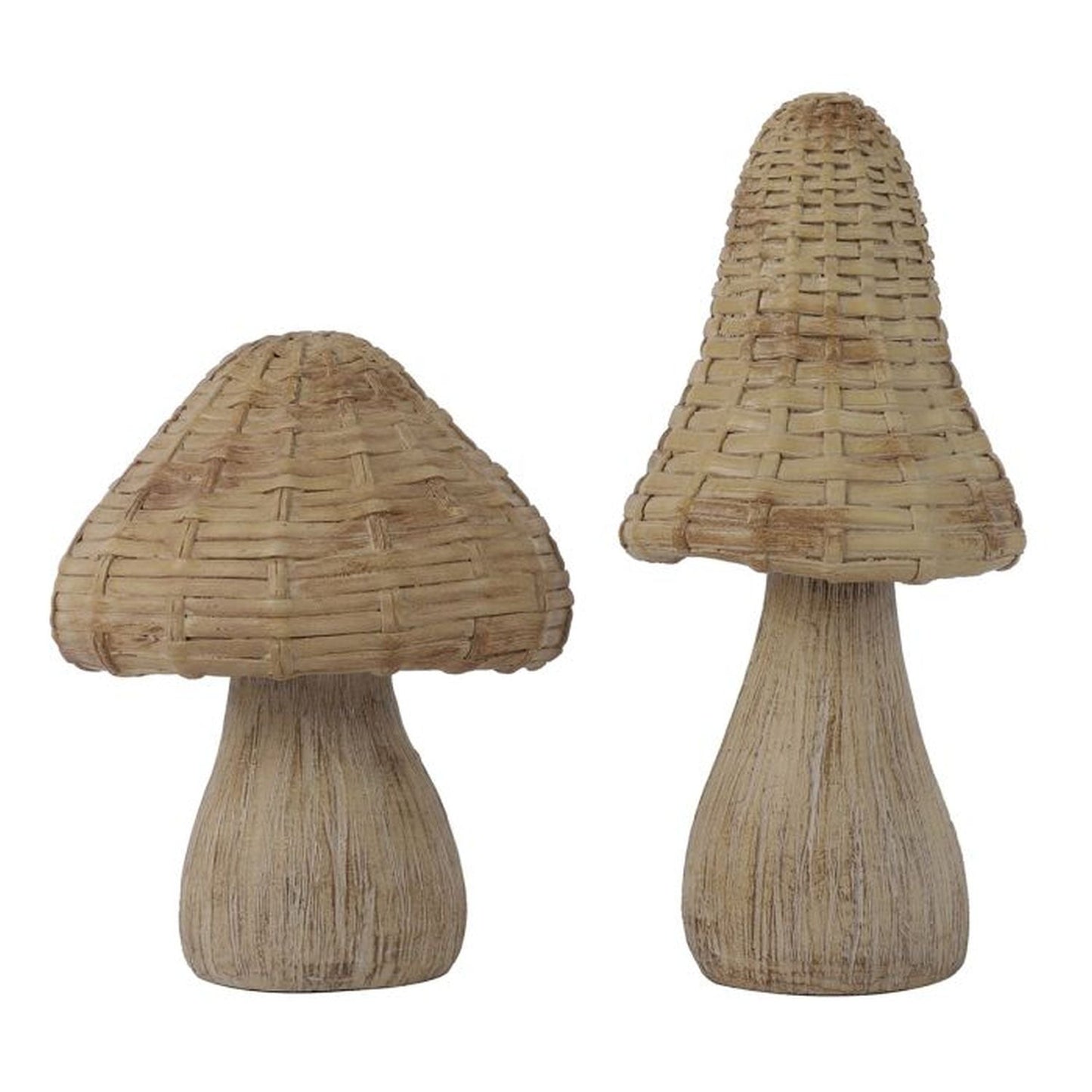 Regency International Resin 'Wicker' Mushroom 6-8"T, Set Of 2, Assortment