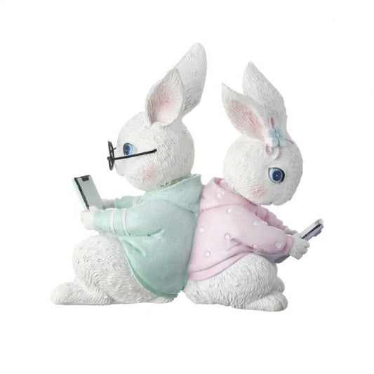 Regency International Resin Texting Bunny Couple 6"L