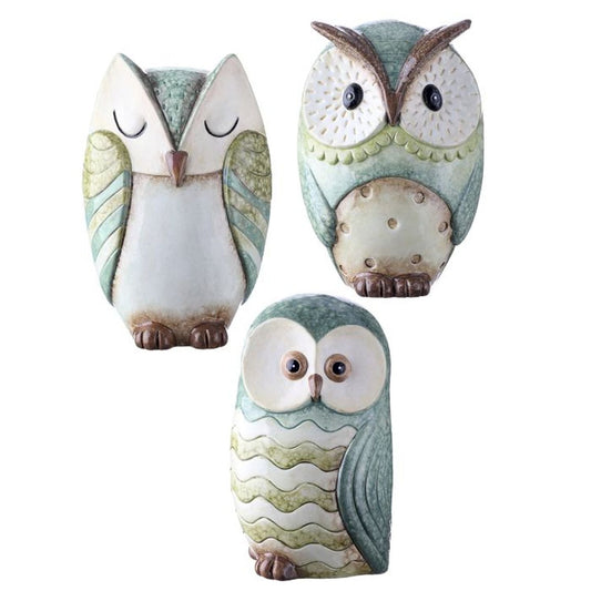 Regency International Terracotta Glazed Garden Owl 7.25", Set Of 3, Assortment