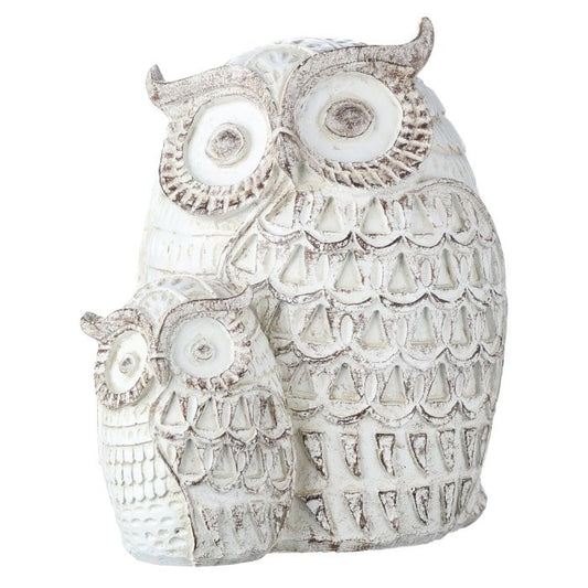 Regency International Resin 'Carved' Owl With Baby 5"