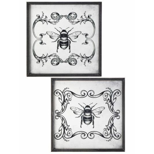 Regency International Framed MDF Bee Print 15.35X15.35", Set Of 2, Assortment