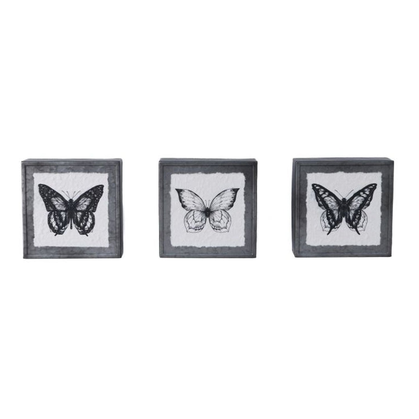 Regency International Metal Butterfly Print 7.75X7.75", Set Of 3, Assortment