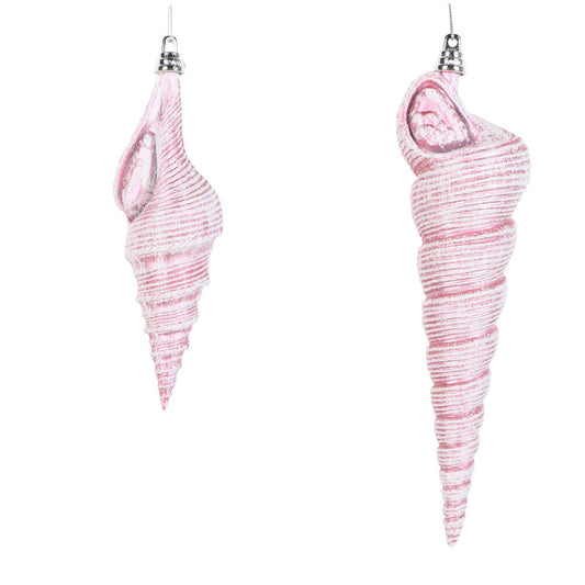 Santa's Sweet Shoppe Collection 9" Pink Conical Shell Ornament - SET OF 2