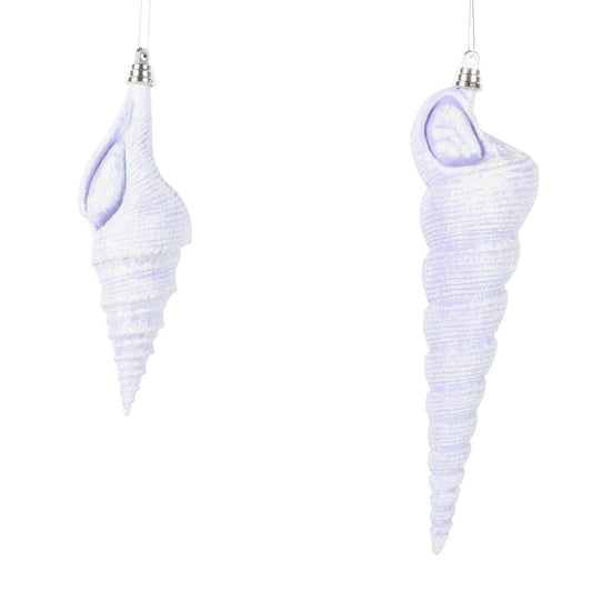 Santa's Sweet Shoppe Collection 9" Purple Conical Shell Ornament - SET OF 2