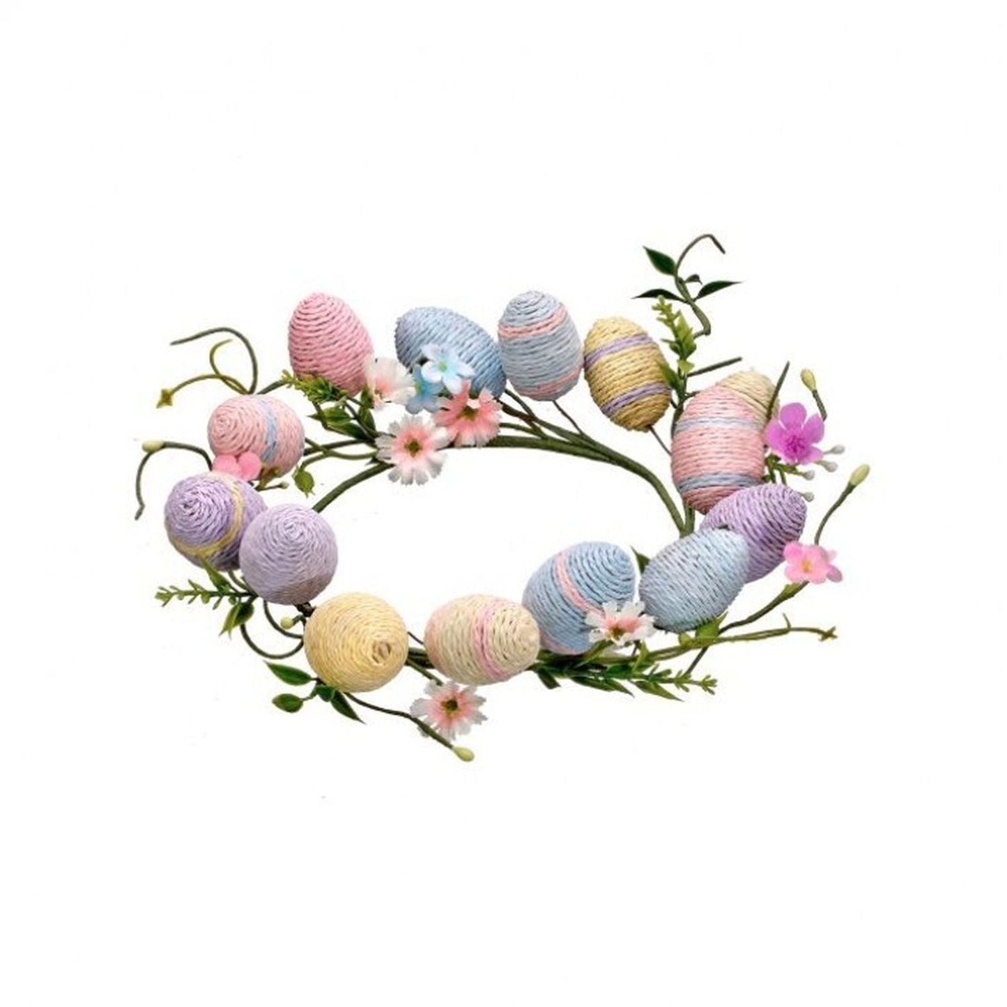 Regency International Easter Paper Wrap Egg & Flower Candle Ring 10"D.