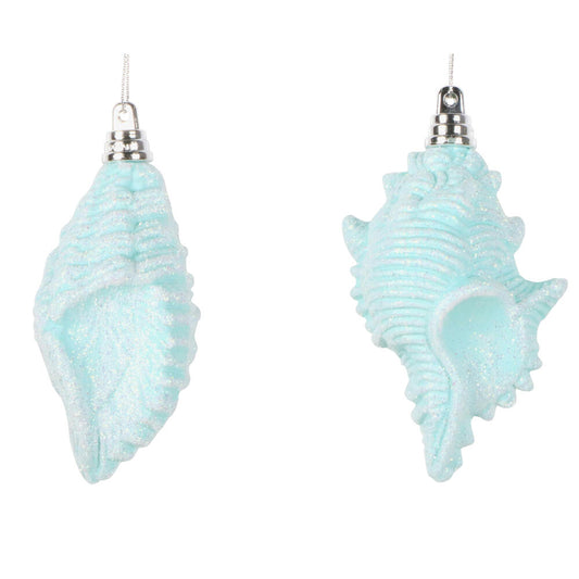 Santa's Sweet Shoppe Collection Seafoam Green Conch Shell Ornament - SET OF 2