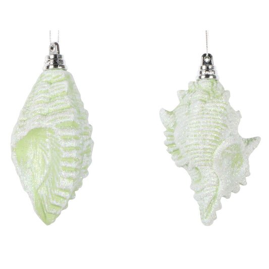 Santa's Sweet Shoppe Collection Celadon Conch Shell Ornament - SET OF 2