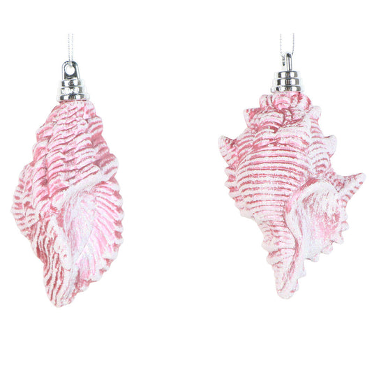 Santa's Sweet Shoppe Collection - 4" Pink Conch Shell Ornament - SET OF 2