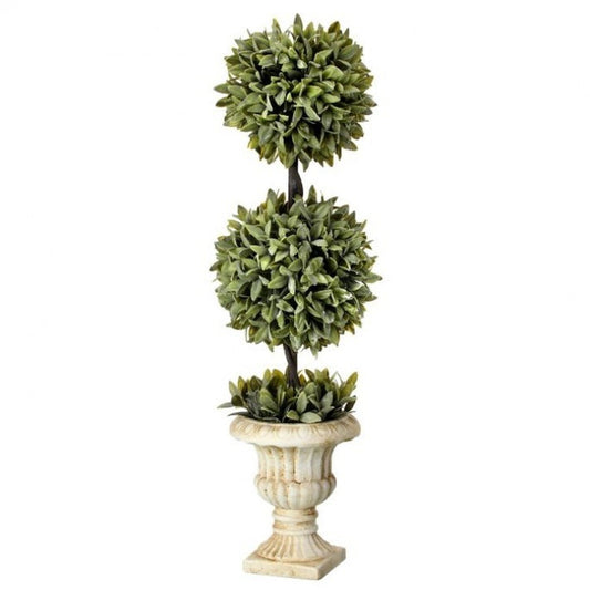 Regency International Potted Plastic  Flocked Sage Double Ball Topiary 26"