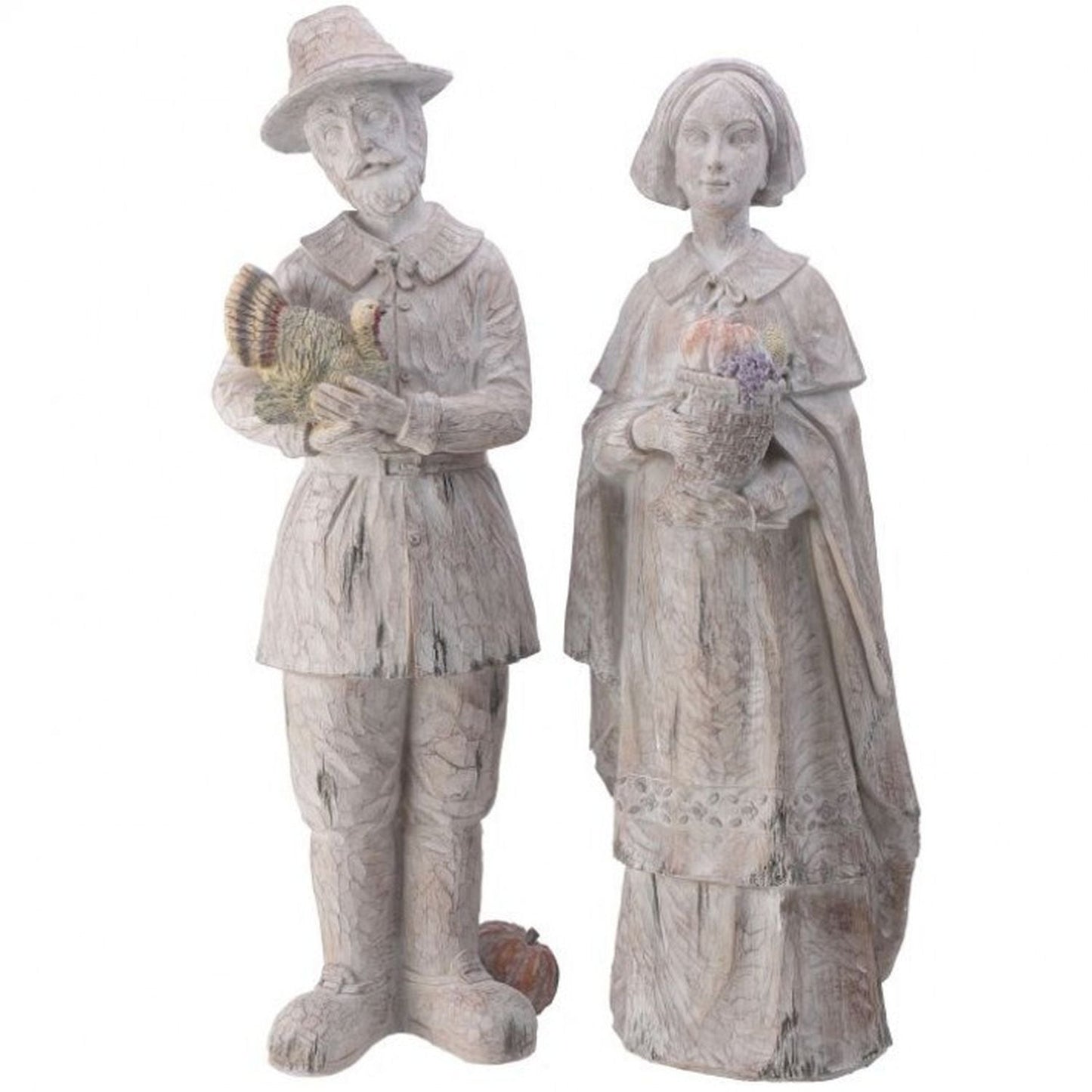 Regency International 27" Resin Weathered Pilgrim Couple, Set Of 2